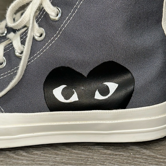 🛑SOLD - Converse X CDG Comme Des Garcons Play Chuck Taylor 70 Hi Steel Gray Men - Picture 3 of 16